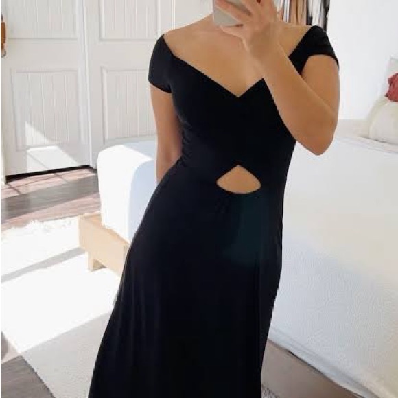 Free People Black Off-Shoulder Midi Dress - Picture 4 of 7